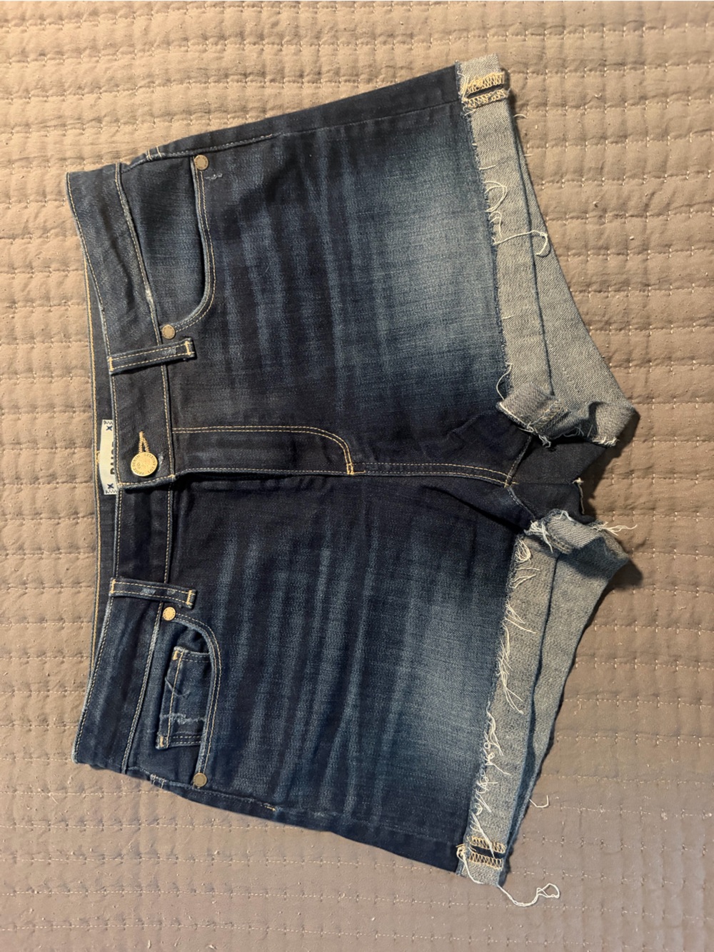 Paige Dark Wash Denim Women’s Shorts - Casual Frayed Hem